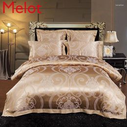 Bedding Sets Affordable Luxury Silk Jacquard Six-Piece Tribute Satin All Cotton Pure Bed Sheets Pillowcase Quilt Cover Embroidery