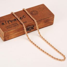 18k Rosengefüllte massive goldene Seile 5 mm dickes dünnes Kabel Feine Kette Halskette 600 mm oder 500 mm 6899755
