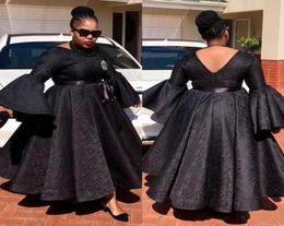 Black African Plus Size Evening Dresses A Line Ankle Length Lace Prom Dress Custom Made aso ebi Women Formal Dresses Party Gowns1078634