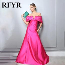 Party Dresses RFYR Fuchsia Elegant Sexy Wedding Dress Off The Shoulder Celebrity Stain Special Occasion Robes Du Soir