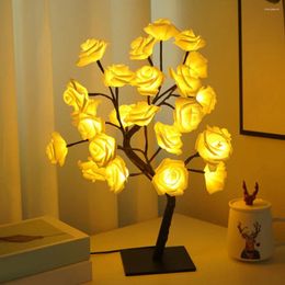 Decorative Flowers LED Table Lamp Rose Flower Tree USB Night Lights Home Decoration Parties Xmas Christmas Wedding Bedroom Decor