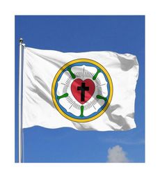 Heart Lutheran Rose Flags Outdoor 3x5ft Digital Printing Double Sided 100D Polyester with 2 Brass Grommets3076443