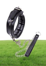 BDSM Leather Dog Collar Slave Bondage Belt With Chains Can LockableFetish Erotic Sex Products Adult Toys For Women And Men7308911
