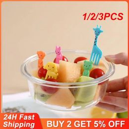 Forks 1/2/3PCS Portable Fruit Fork Mini Dessert Cute Cartoon Toothpick Animal Shape
