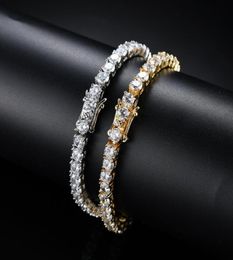 Tennis chain 3mm 4mm 5mm 18K gold silver copper micro inlaid zircon single row Bracelet hip hop rap men039s Jewellery accessories2194337