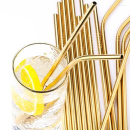 Drinking Straws 100 PCS Environmental Protection 304 Stainless Steel Party Straight Curved Bar Accessories Straw Combination Set