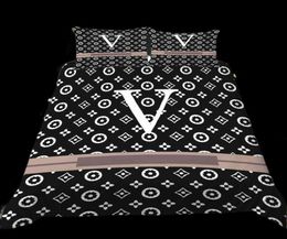 Fashion King Size Designer Bedding Set Covers 3 Pcs Letter Printed Silk9098757