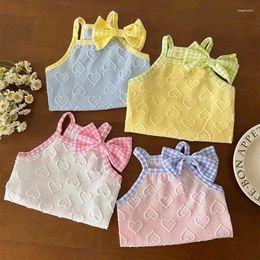 Dog Apparel Summer Cute Love Texture Bow Pet Camisole Thin Breathable Vest Cat Puppy Clothes Bichon Yorkshire Small