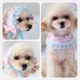 Dog Apparel Pet Accessories Lace Bib Jewellery Saliva Towel Clothing Cat Scarf Cute Cartoon Bows