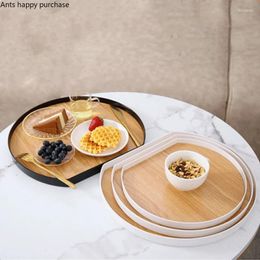 Decorative Figurines Plastic Wooden Pallet Desktop Storage Tray Fruit Tea Bread Dessert Plate Home Organise Disc Bamboo
