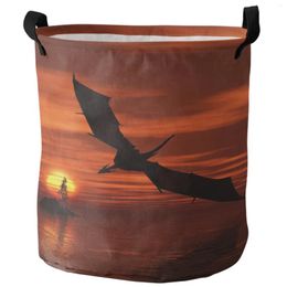 Laundry Bags Dragon Wings Sky Sunset Landscape Sea Dirty Basket Foldable Home Organizer Clothing Kids Toy Storage