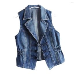 Women's Vests Spring Jeans Jacket Sleeveless Coats Slim Short Coat Causal Blue Gilet Denim Tops Autumn Women Vest Fashion Waistcoat 5XL