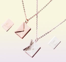 Fashion 18K Gold Plated Stainless Steel Pendant Little Message Envelope Chain Necklace for Girl7391040