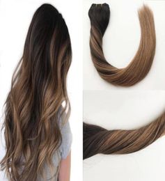 Brazilian Human Hair Extensions Color Balayage Highlights 2 Darkest Brown Fading to 6 Medium Brown Human Hair Weave Bundles 100g2173970