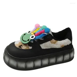 Casual Shoes 5CM Kawaii Thick Bottom Sponge Cake Women's Board Fashion Light Color Ugly Big Head Sports