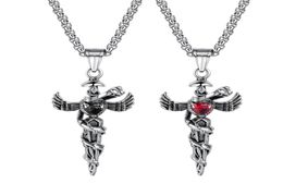 Edelstahl Caduceus Angel Flügel Symbol für Medizin Arzt Krankenschwester Anhänger Halskette für Herren Boys8239356