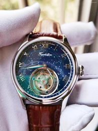 Wristwatches Tourbillon Watch Mechanical Hollow Sapphire Mirror High-end Business Men Wistwatch Retro Timer Personalised Brand Male Clock