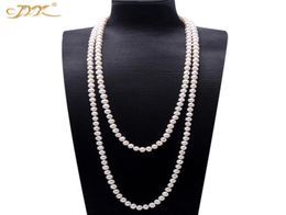 JYX Pearl Sweater Necklaces Long Round Natural White 89mm Natural Freshwater Pearl Necklace Endless charm necklace 328 2011049004122