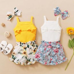 Clothing Sets Baby Girl This Cloth Lace Halter Dress Flower Print Shorts Suit