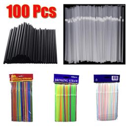 Disposable Cups Straws 5 Models Plastic 100Pcs/Bag For Drinking Kitchen Party Cocktail Rietjes Black/Transparent/Multi-Color