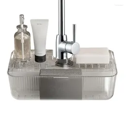 Kitchen Storage Sink Sponge Holder Sturdy Suction Cup Over Multifunctional Basket With Drain Holes Splash Proof