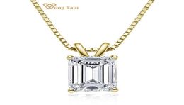 Wong Rain 100 925 Sterling Silver Emerald Cut Created Moissanite Diamonds Gemstone Pendant Necklace Engagement Fine Jewellery Y01268617064