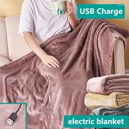 Blankets USB Electric Blanket For The Couch Charge Heating Heated Flannel Bed Winter 5V 3 Level Control