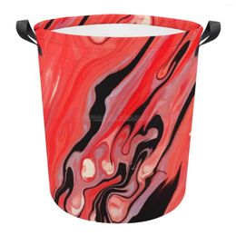 Laundry Bags Oil Abstract Painting Pink & Black Dirty Basket Folding Clothing Storage Bucket Home Waterproof Organiser With Handles M