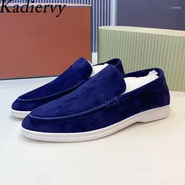Casual Shoes Classic Flat Walk For Women Cow Suede Comfy Loafers Mules Driving Unisex Round Toe Slip-on Men