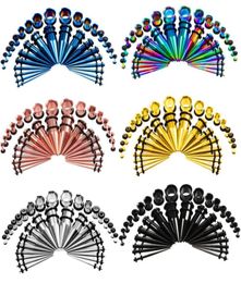 36PcsSet 6 Styles Ear Gauge Taper And Plug Stretching Kits Flesh Tunnel Expansion Body Piercing Jewellery Earring 14G00G G79L5759914