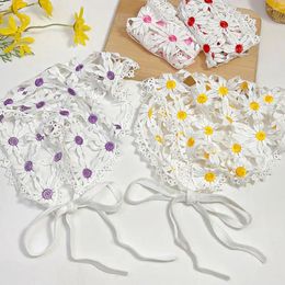 Scarves Triangular Headscarf Gentle Daisy French Pastoral Style Headband Lace Fringe Towel Women