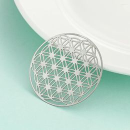 Charms 5pcs 40mm Vintage Flower Of Life Pendants Steel Hollow DIY Necklace Earring Supplies Jewellery Making Finding Accessories