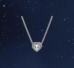 Fashion 925 Sterling Silver Heart Pendant Necklace CZ Diamond Bright Star Chain Item Original Boxed P Men's and Women's Set Gift6534643