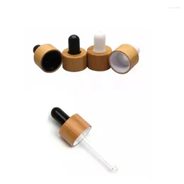Storage Bottles 10Pcs 18/20mm 410 Essential Oil Dropper Bottle Natrual Bamboo Lids For Refill Perfume Essence Liquid Travel Containers