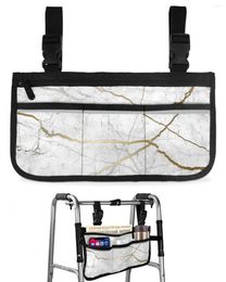 Storage Bags Natural Texture Marble Pattern Wheelchair Bag With Pockets Armrest Side Electric Scooter Walking Frame Pouch