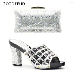 Dress Shoes Latest Design For Women 2024 Designer Luxury African Wedding Party And Bag Set Decorated With Rhinestone