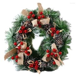 Decorative Flowers Christmas Wreath Door Artificial Front With Pine Cones Non Fading Outdoor Winter