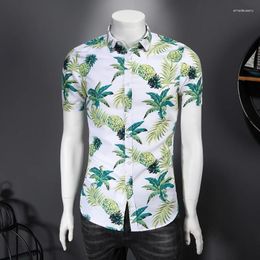 Men's Casual Shirts Men Street Fashion Summer Daily Shirt Hawaiian Tree Print Loose Short Sleeve Beach Tops Plus Size M-XXXXXXXL