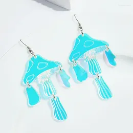 Dangle Earrings Fashion Acrylic Transparent AB Colour Large Mushroom Pendant For Women Geometric Iridescent Drop Jewellery Gifts