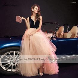 Party Dresses Lakshmigown Simple Blush Pink Tulle For Women Prom 2024 Robe V-neck Elegant Evening Gowns Floor Length