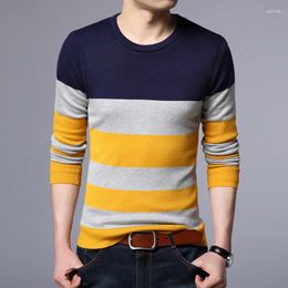 Men's Sweaters Autumn Winter KPOP Fashion Style Harajuku Slim Fit Tops Loose Casual All Match Knitwear Korean Patchwork O Neck