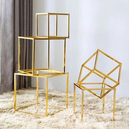 Party Decoration Wedding Metal Square Stand Geometric Shiny Gold Box For Background And Living Room Home Decor Set Of 5