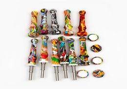 2020 Colourful Silicone Nectar Collector Kit Mini 14mm Concentrate Smoke Pipe With Titanium Tip Straw Oil Dab Rigs8737129