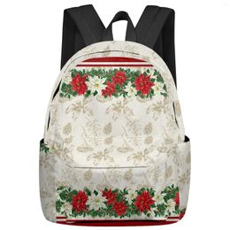 Backpack Christmas Flowers Snowflakes Student School Bags Laptop Custom For Men Women Female Travel Mochila