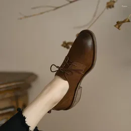 Dress Shoes EAGSITY Cow Suede Leather British Style Brown Casual Women Block Heel Office Lady Brogue Oxford Derby