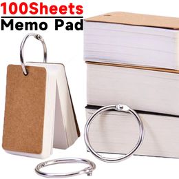 Mini Portable Memo Pad Blank Notepad Kraft Paper Loose- Leaf Notebook with Binder Ring Memo Pad Notepad Student School Supplies