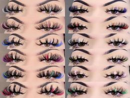 False Eyelashes Mix Color 25mm Mink Lashes Ombre Colorful Bulk Dramatic y Party Colored For Cosplay8429262