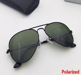 Classic Polarised Sunglasses Pilot top quality size 58mm 62mm Metal Frame Men woman Brand Design Male Driving gafas Includes leath6916210