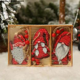 Decorative Figurines Santa Claus Wooden Listing Dwarf Goblin Cute Classic Red Plaid Fairy Creative Christmas Tree Pendant Mini Decor Home