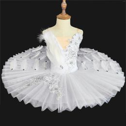 Stage Wear Ballet Skirt Girls White Feather Professional Tutu Dancing Dress Swan Lake Costume Leotards